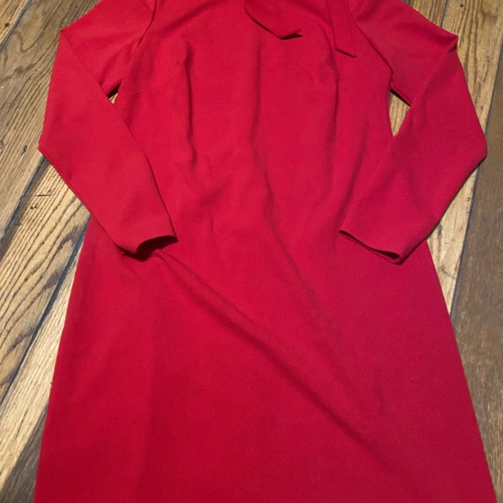 Calvin Klein Red Long Sleeve Off the Shoulder Sheath Dress